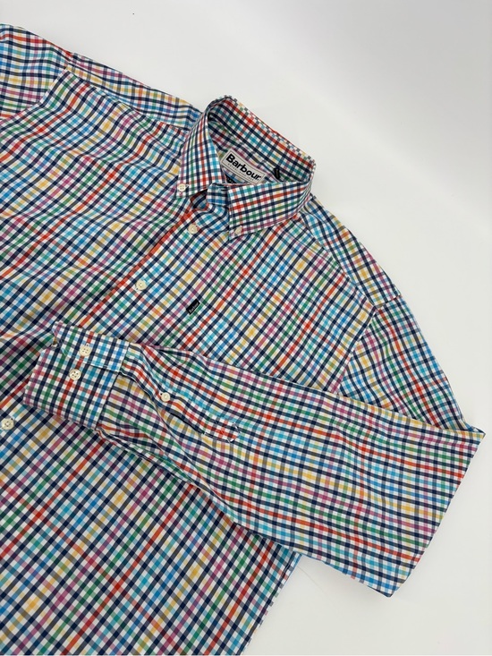 Barbour Other - Mens XL Tailored Fit Multicolor Rainbow Plaid Check Button Down